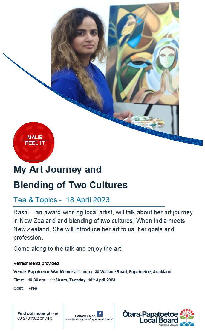 Rashi Shandiliya talk on Art at Papatoetoe War Memorial Library 2023